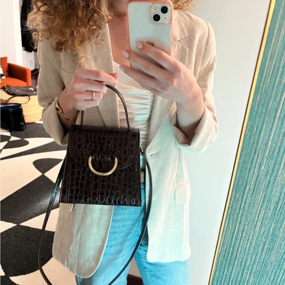 Little Liffner Brown Purse with Croc Leather